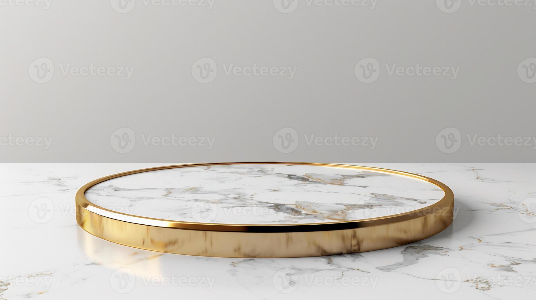 AI generated luxury white and gold product podium looks simple and elegant photo