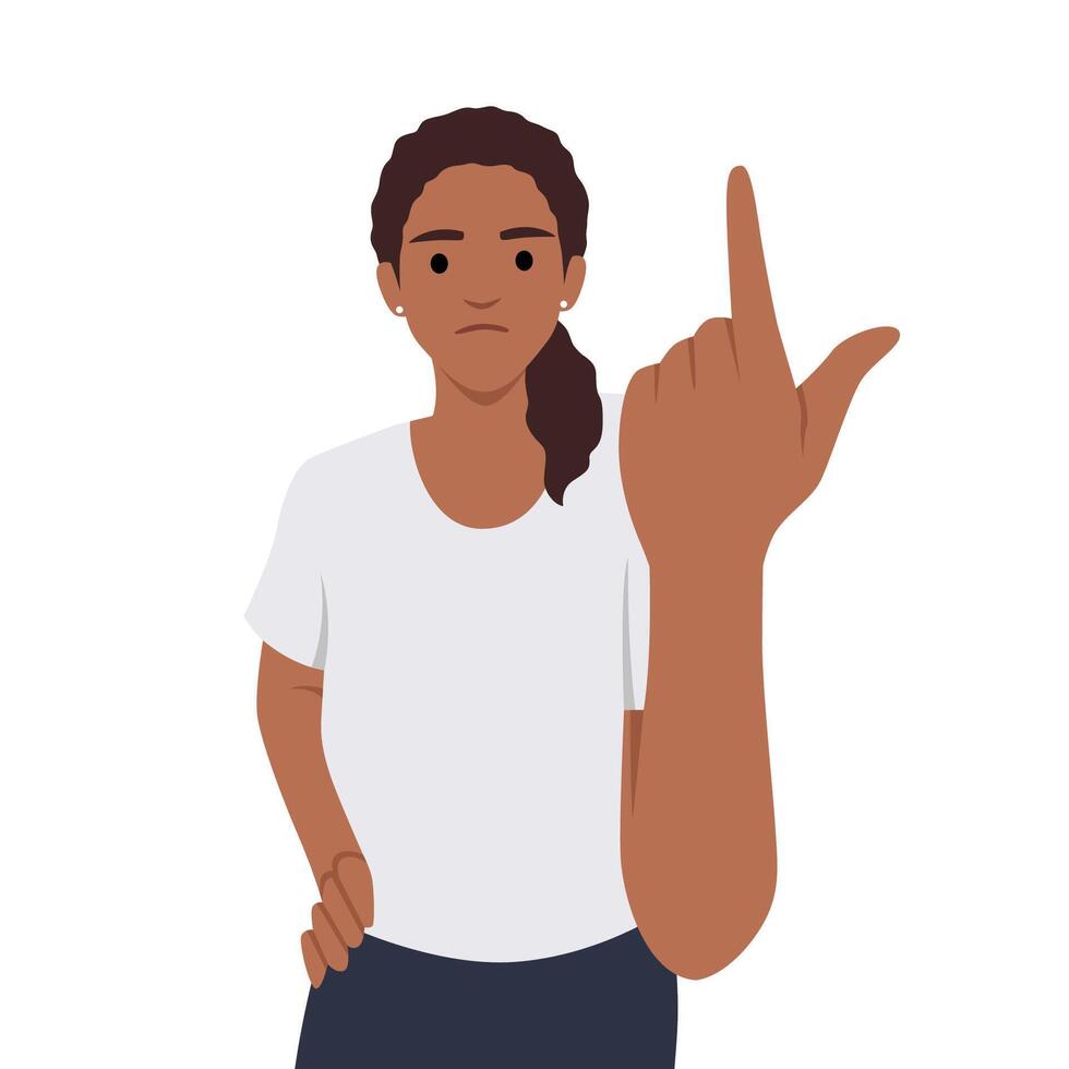 Furious woman feel emotional screaming and scolding. woman point with finger shout and lecture. vector