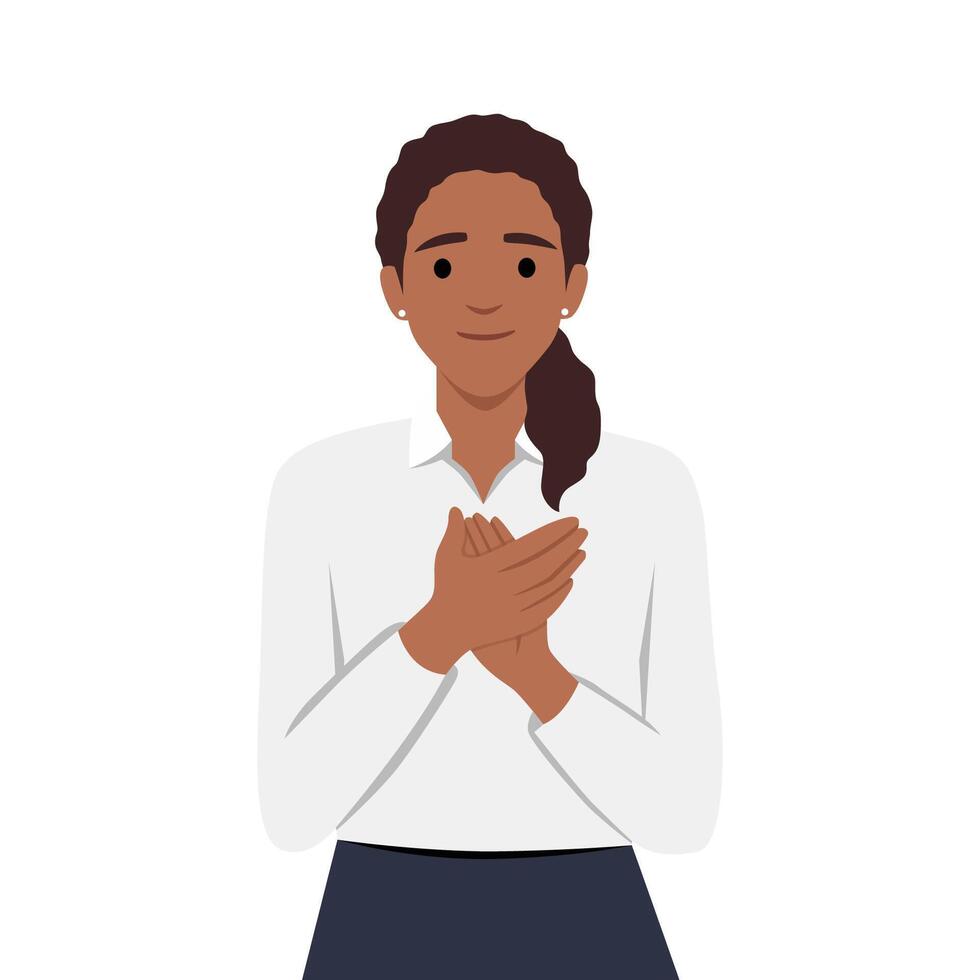 Woman Applauding with smile Expression Bravo. vector