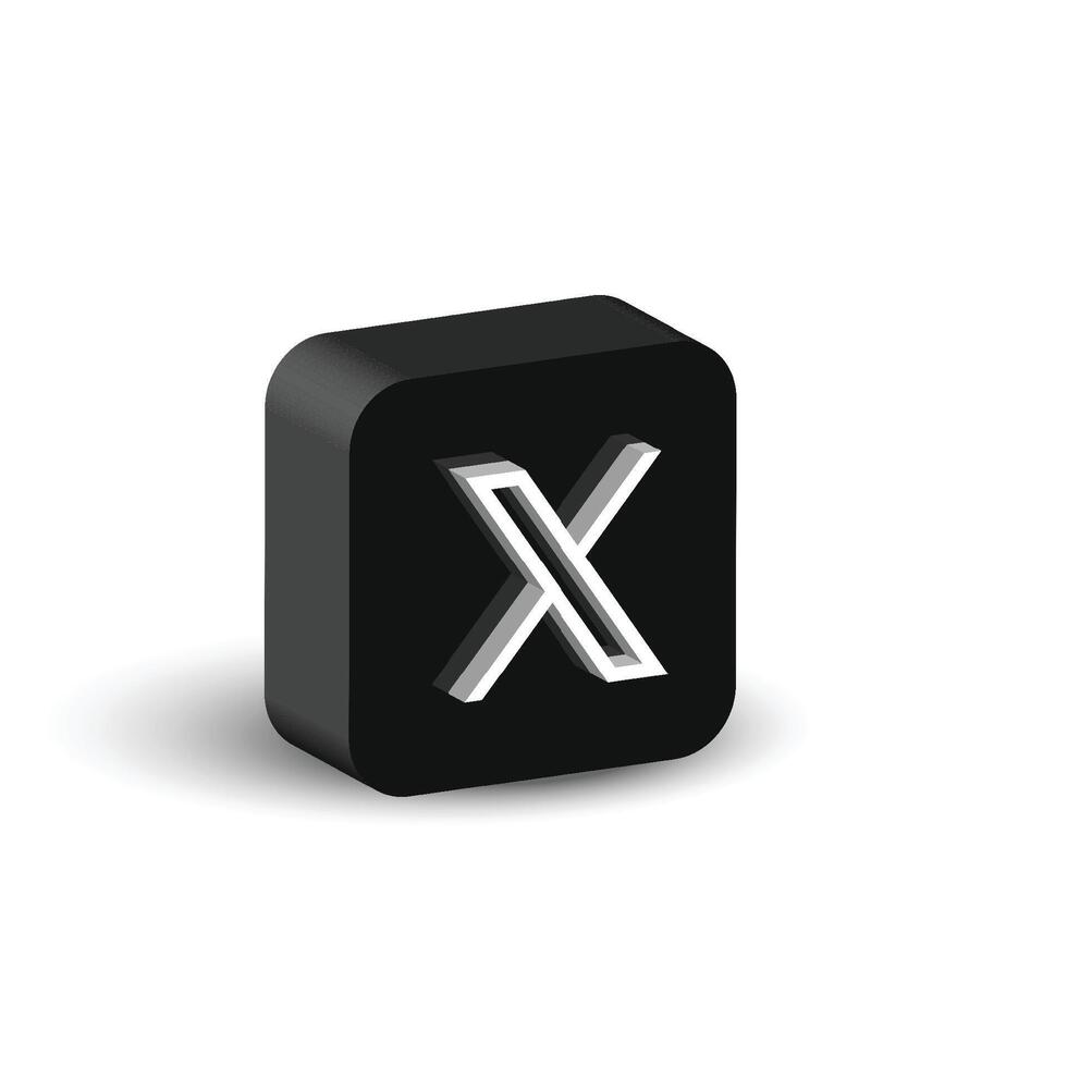 3d estilo icono gorjeo nuevo X logo vector