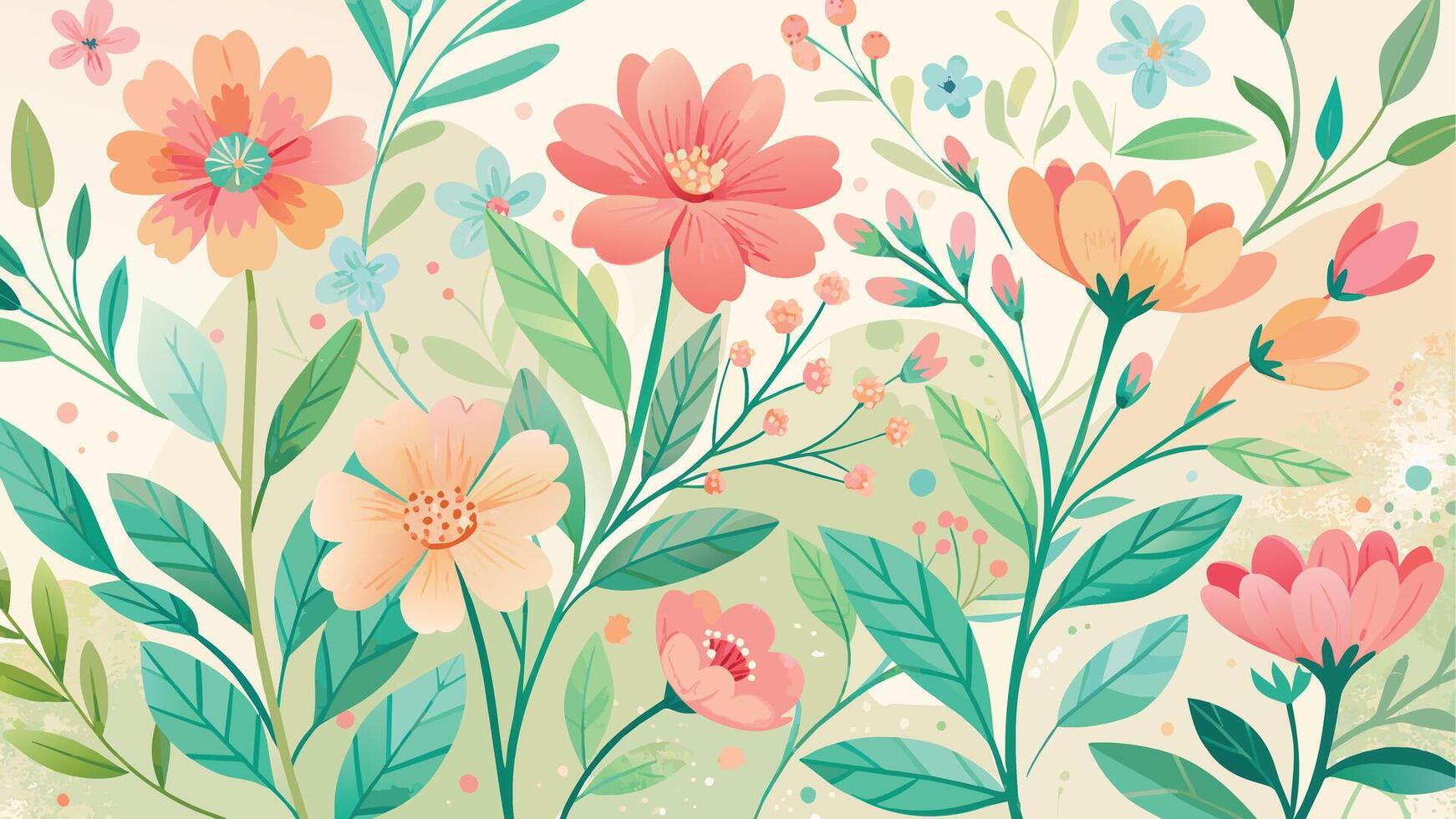 watercolor Floral seamless pattern with flowers and leaves. Hand drawn vector