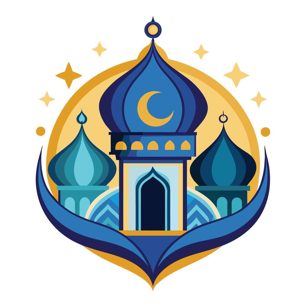 vector ilustración de mezquita emblema. Ramadán kareem saludo tarjeta o póster.