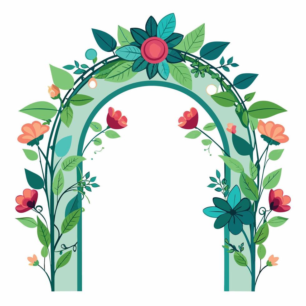 Beautiful wedding arch with flowers leaves and branches Decor for marriage ceremony Birthday party vector