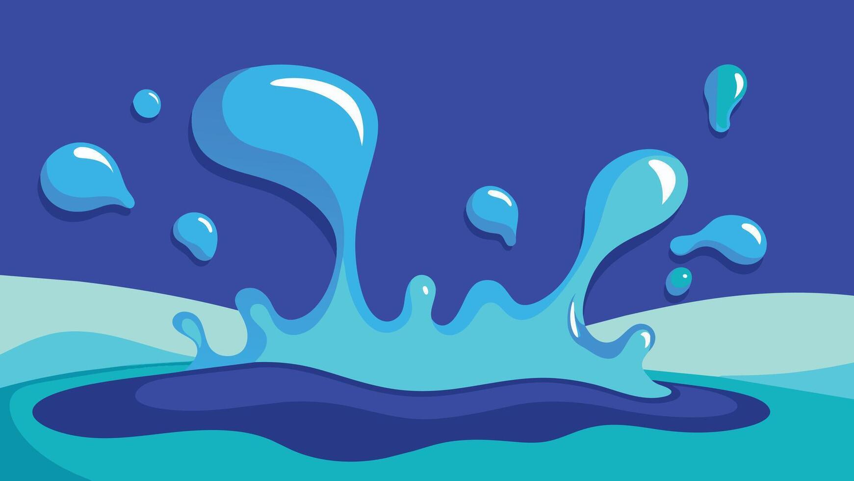 Blue water splash on the blue background. Vector illustration for your design
