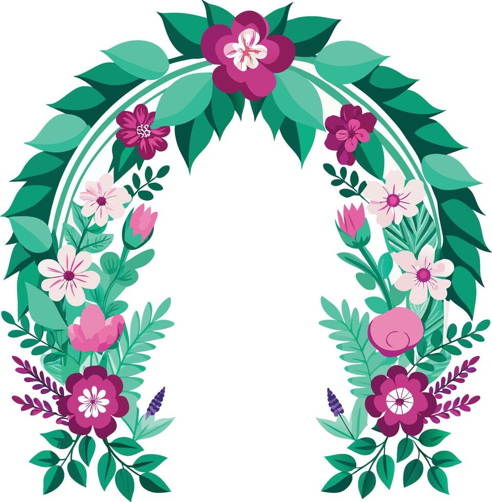 Beautiful wedding arch with flowers leaves and branches Decor for marriage ceremony Birthday party vector