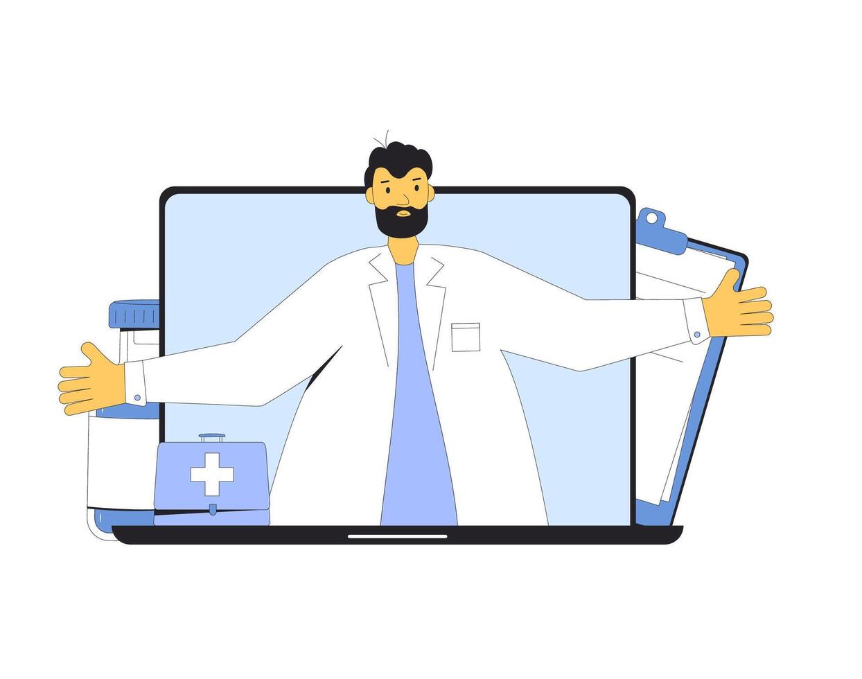 en línea médico consulta. telemedicina médico distante aconsejar. salud cuidado por Internet. cuidado de la salud servicios. vector