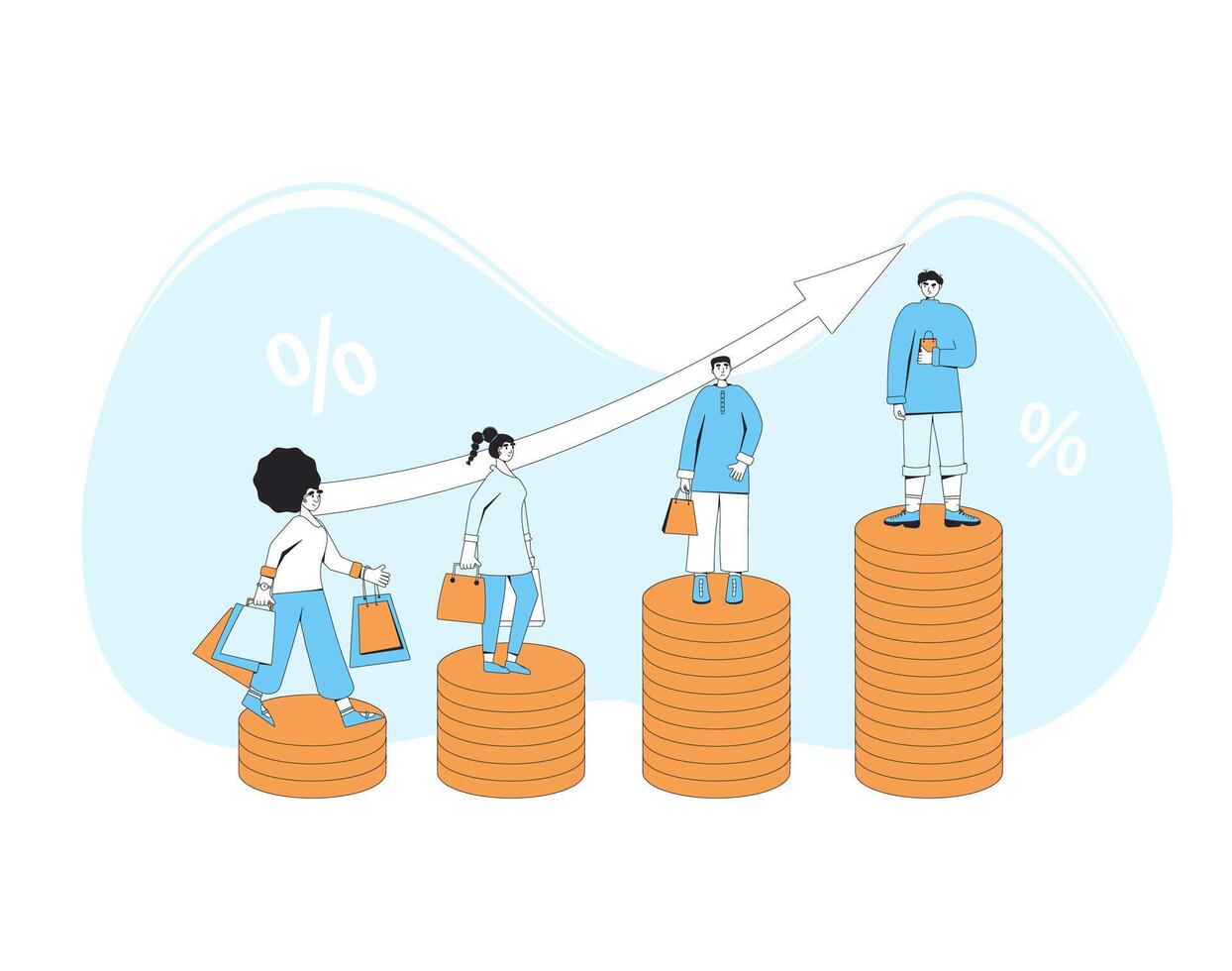 Inflation. Economical finance changes process vector