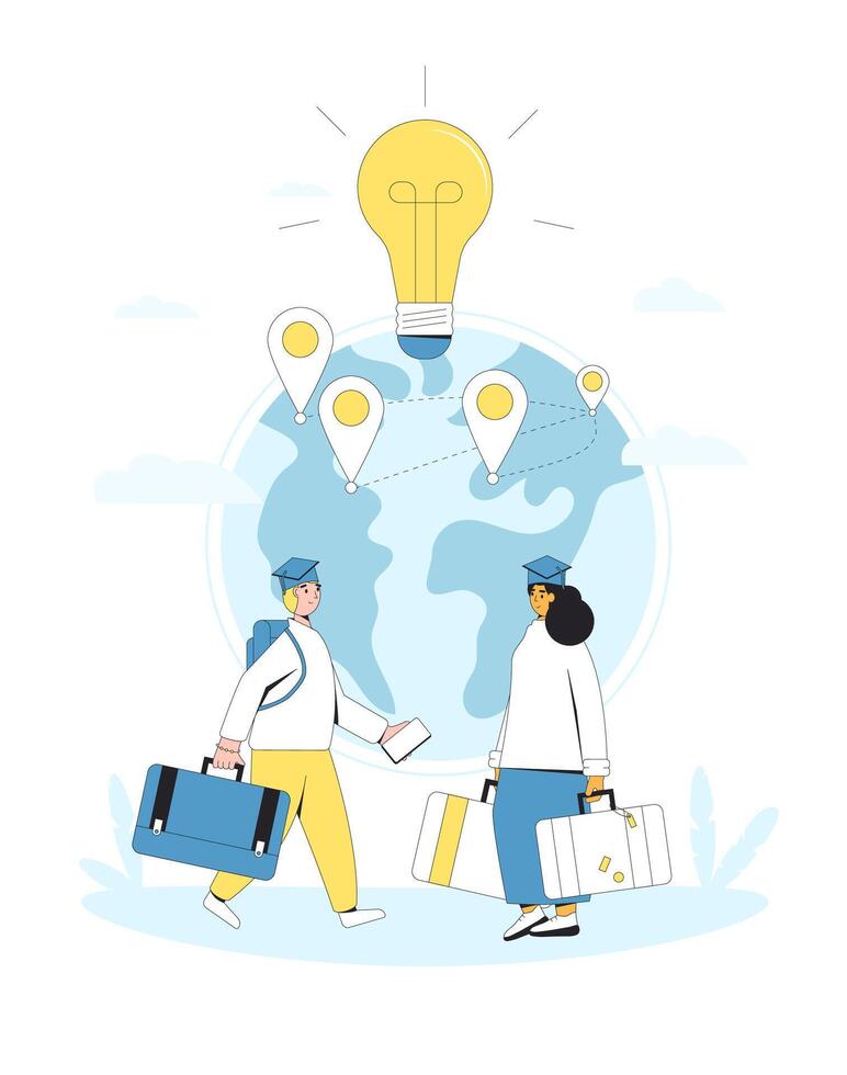 Brain drain. International migration. vector