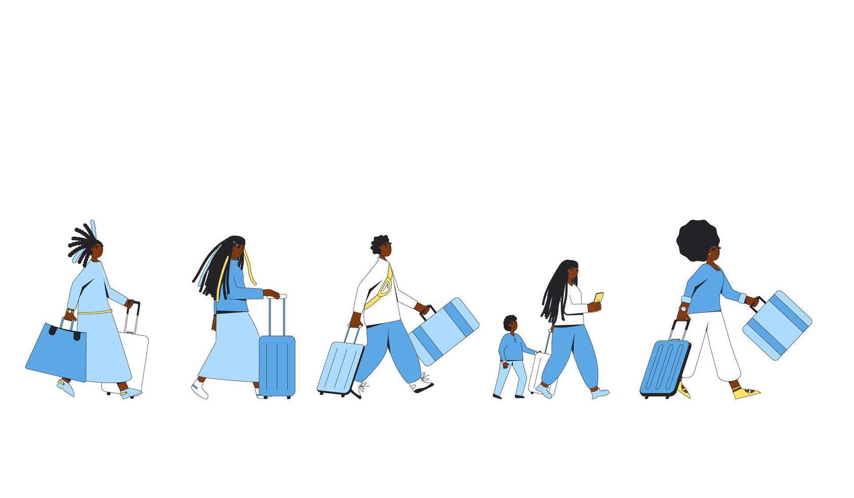 viajero. turistas caracteres con bolsas. vector