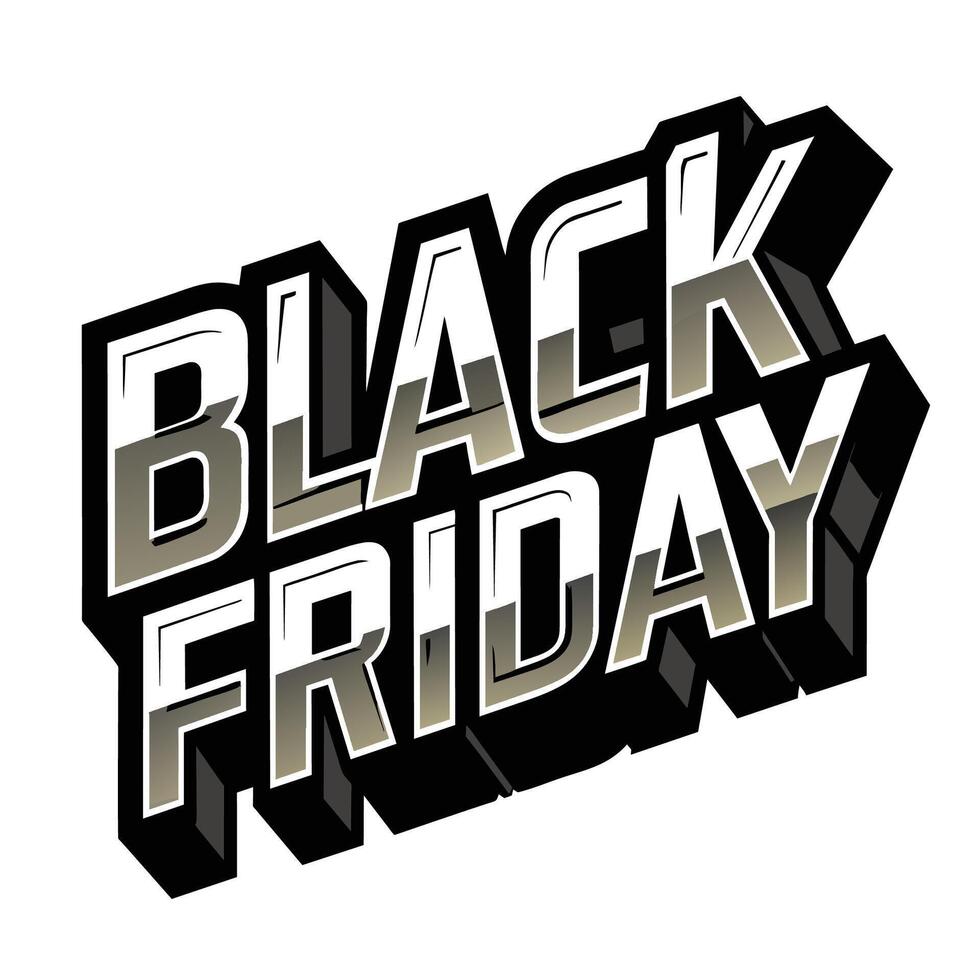 Black Friday 3d word on a white background. Vector illustration.