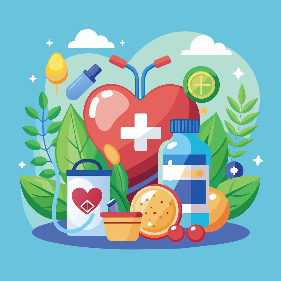 Healthy lifestyle concept with icons design, vector illustration