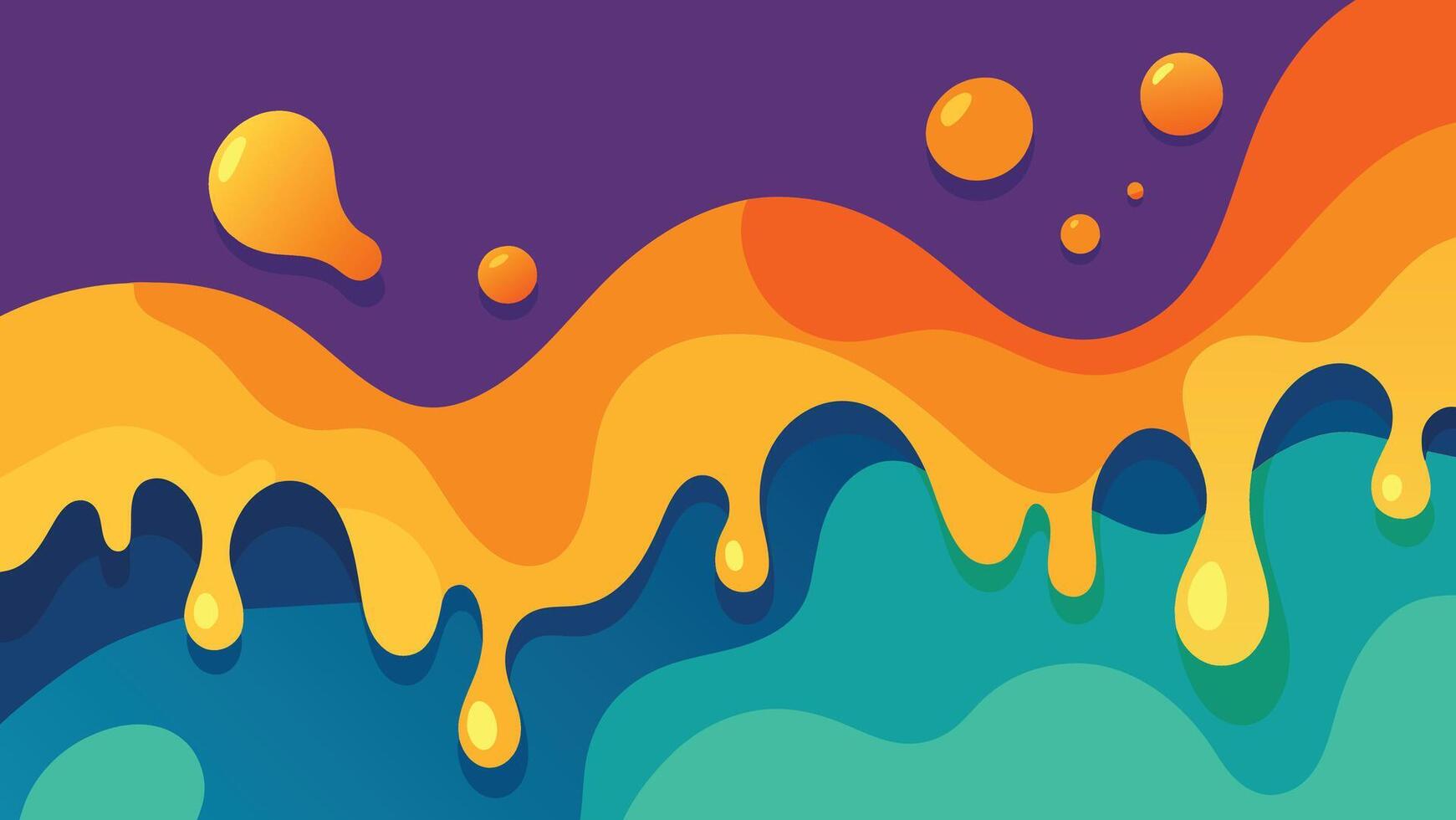 Seamless pattern with dripping orange and blue paint. Vector illustration