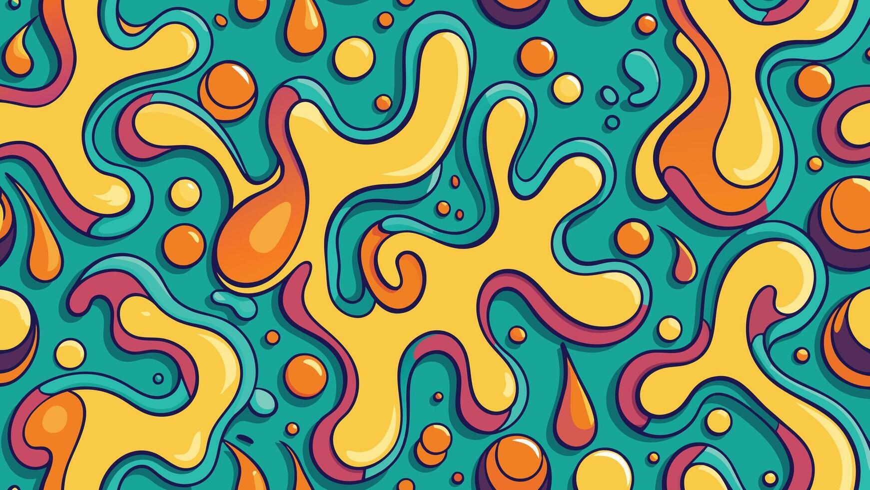 Seamless pattern with abstract hand drawn waves. Colorful background. vector