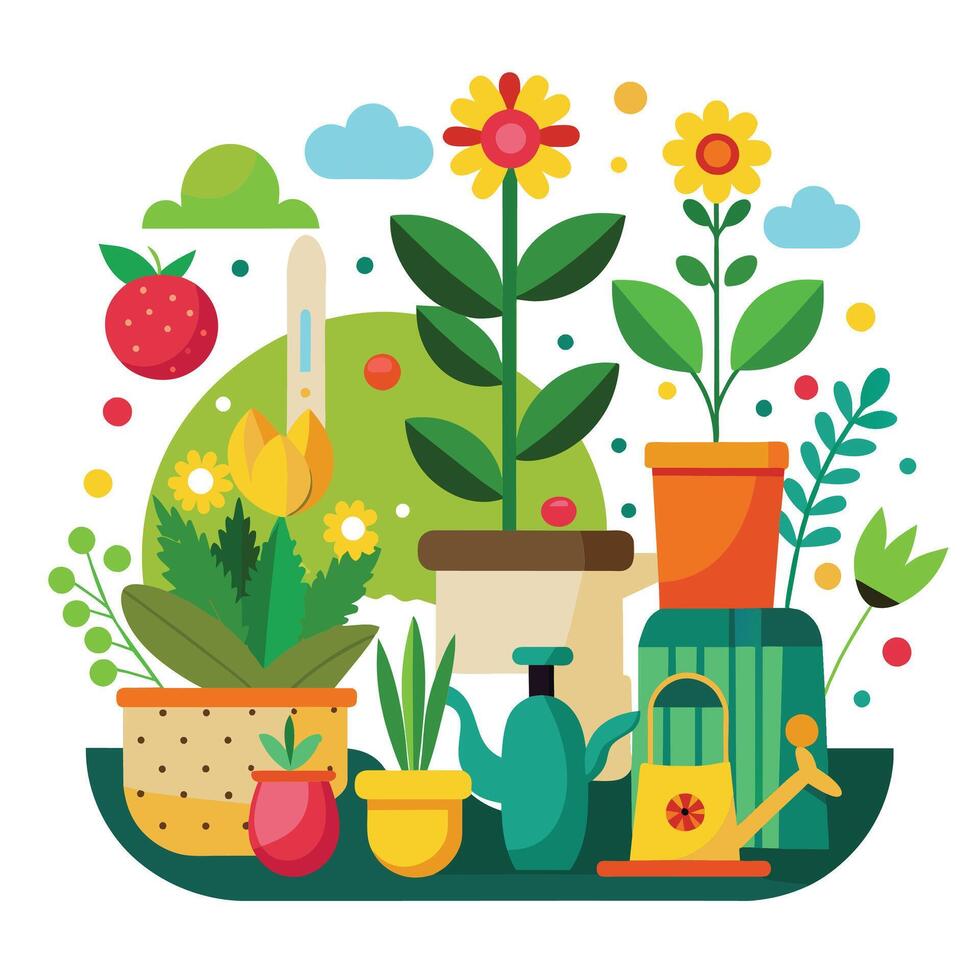 Gardening and planting concept. Flat design. Vector illustration.