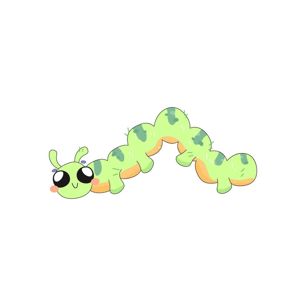cute green caterpillar, concept, cartoon, kids character insect for t-shirt printing, postcard, your design vector