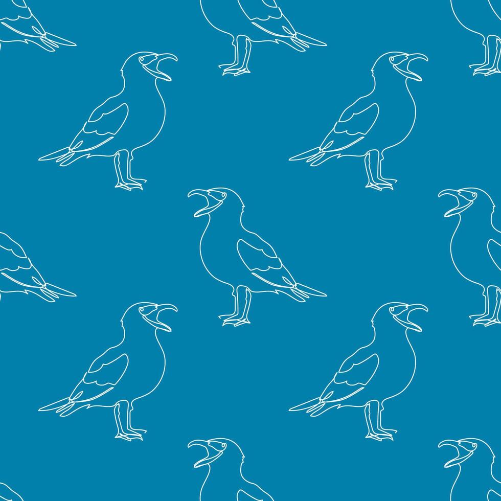 seamless pattern, lineart seagull, blue line , for fabric, wrapping paper vector