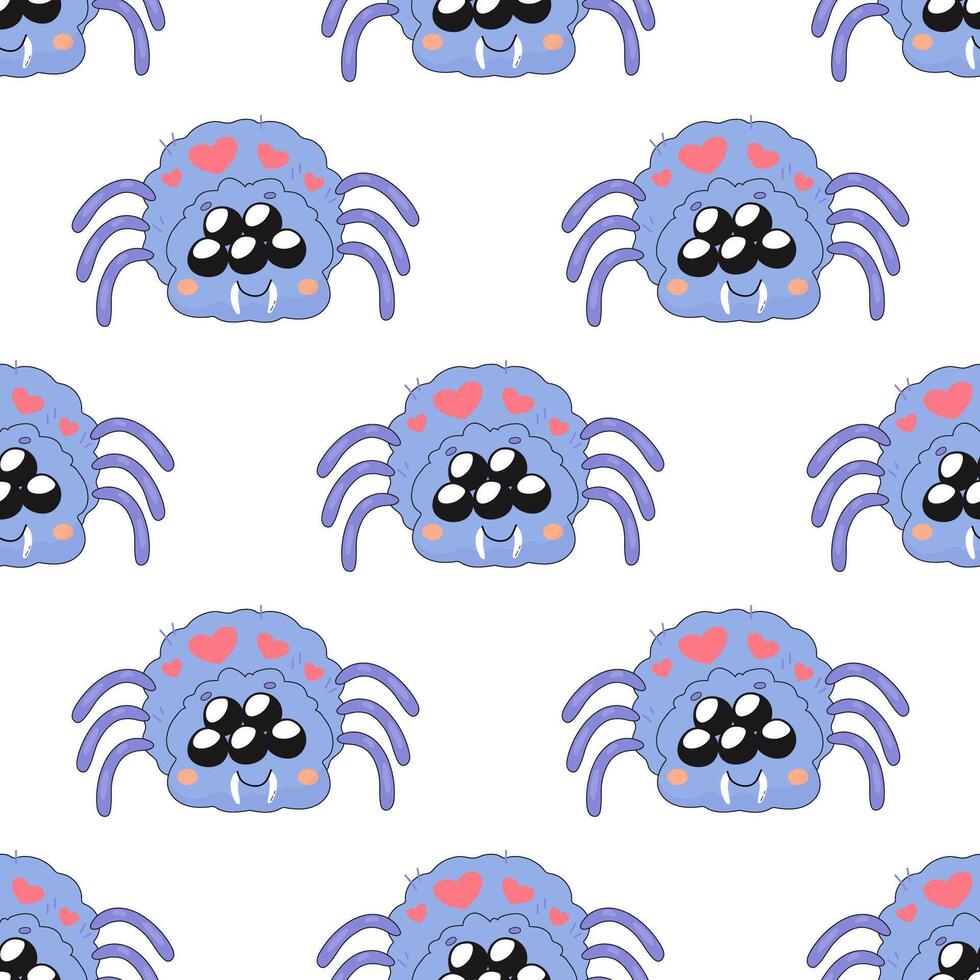 Seamless pattern, cute spider, cartoon, baby. on white background for fabric, wrapping paper vector