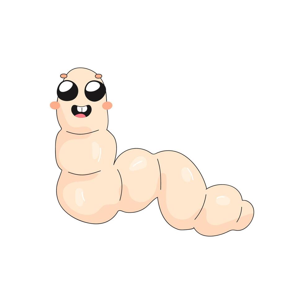 Cute worm, cartoon, children character insect. Vector illustration on white background