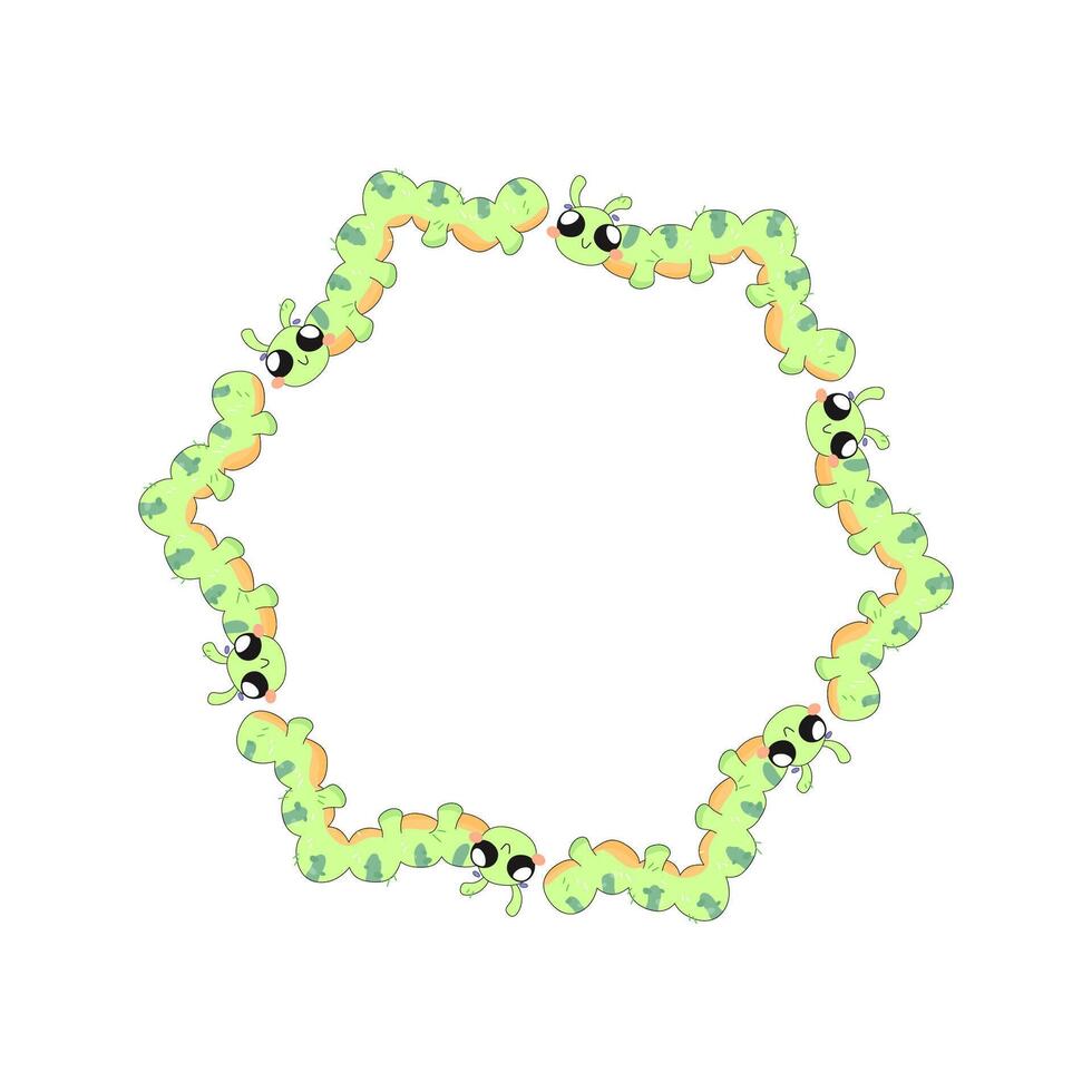 cute frame, with insects, caterpillars infant, summer spring for congratulations, announcements. on a white background vector