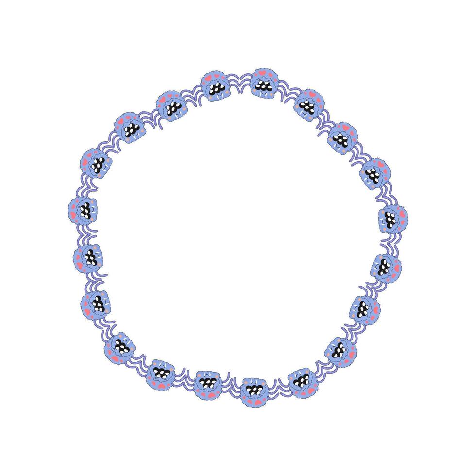 Cute frame, with purple spider infant, summer spring for congratulations, announcements. on white background vector