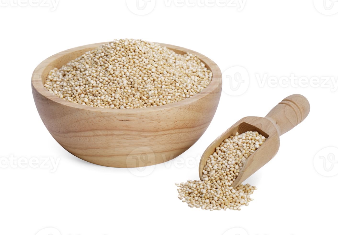 Healthy white quinoa seeds isolated, Healthy food habits and concept of balanced diet, PNG transparency with shadow