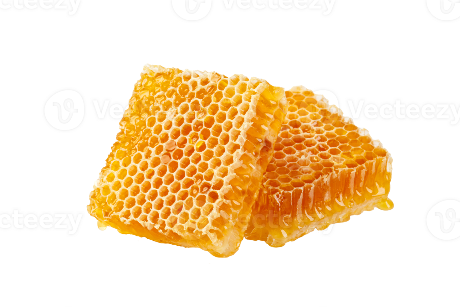 Honeycombs and honey drip on desk, Organic product from the nature for healthy with traditional style, PNG transparency