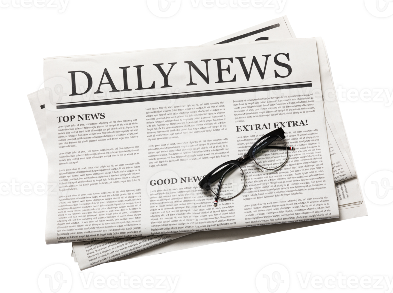 Business Newspaper isolated, Daily Newspaper mock-up concept, PNG transparency with shadow