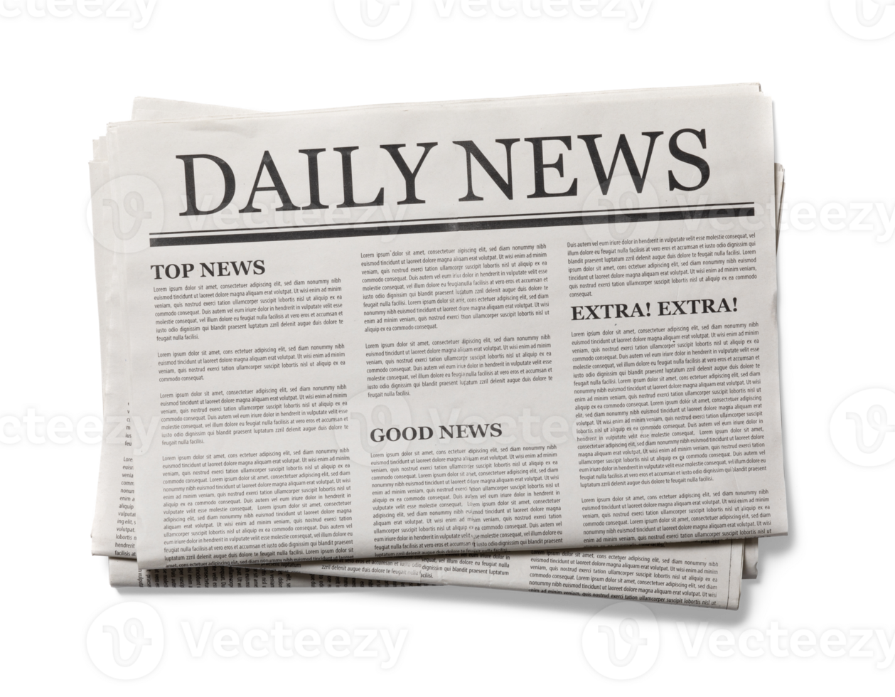 Business Newspaper isolated, Daily Newspaper mock-up concept, PNG transparency with shadow