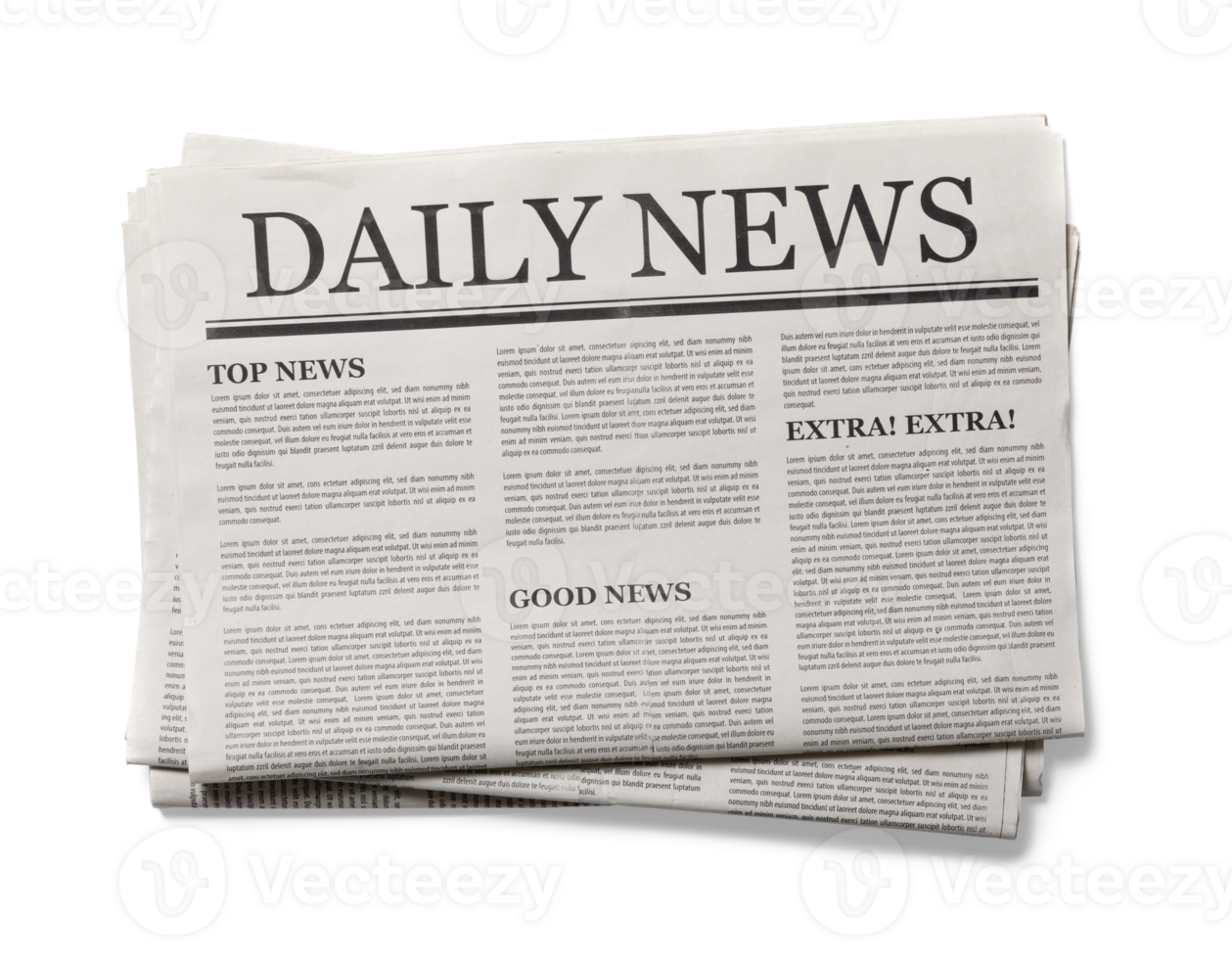 Business Newspaper isolated, Daily Newspaper mock-up concept, PNG transparency with shadow