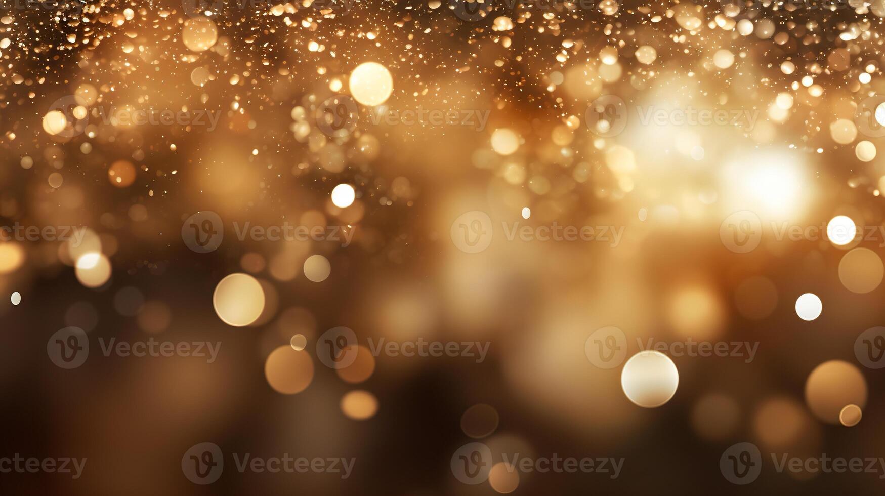 AI generated Luxury festive gold glitter bokeh sparkle background. glamorous shimmering out of focus wallpaper backdrop with copy space photo