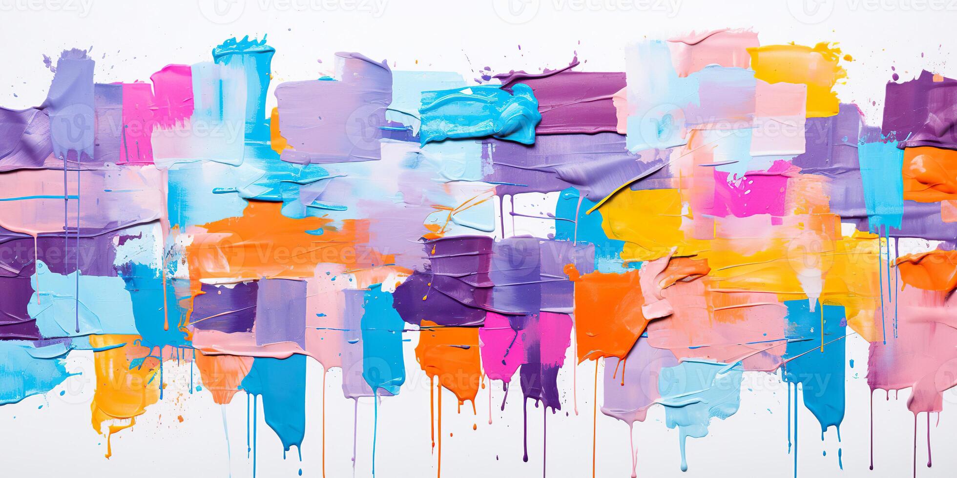 AI generated Abstract vibrant thick brush strokes vivid color palette background texture pattern wallpaper. Highly textured, bright, colorful art photo