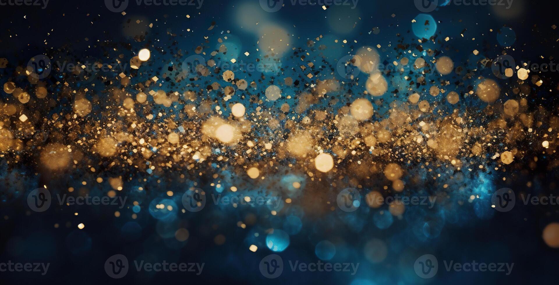 ai generado lujo naranja oro Rico Brillantina brillar, oscuro azul bokeh antecedentes. festivo atractivo reluciente fondo de pantalla fondo foto