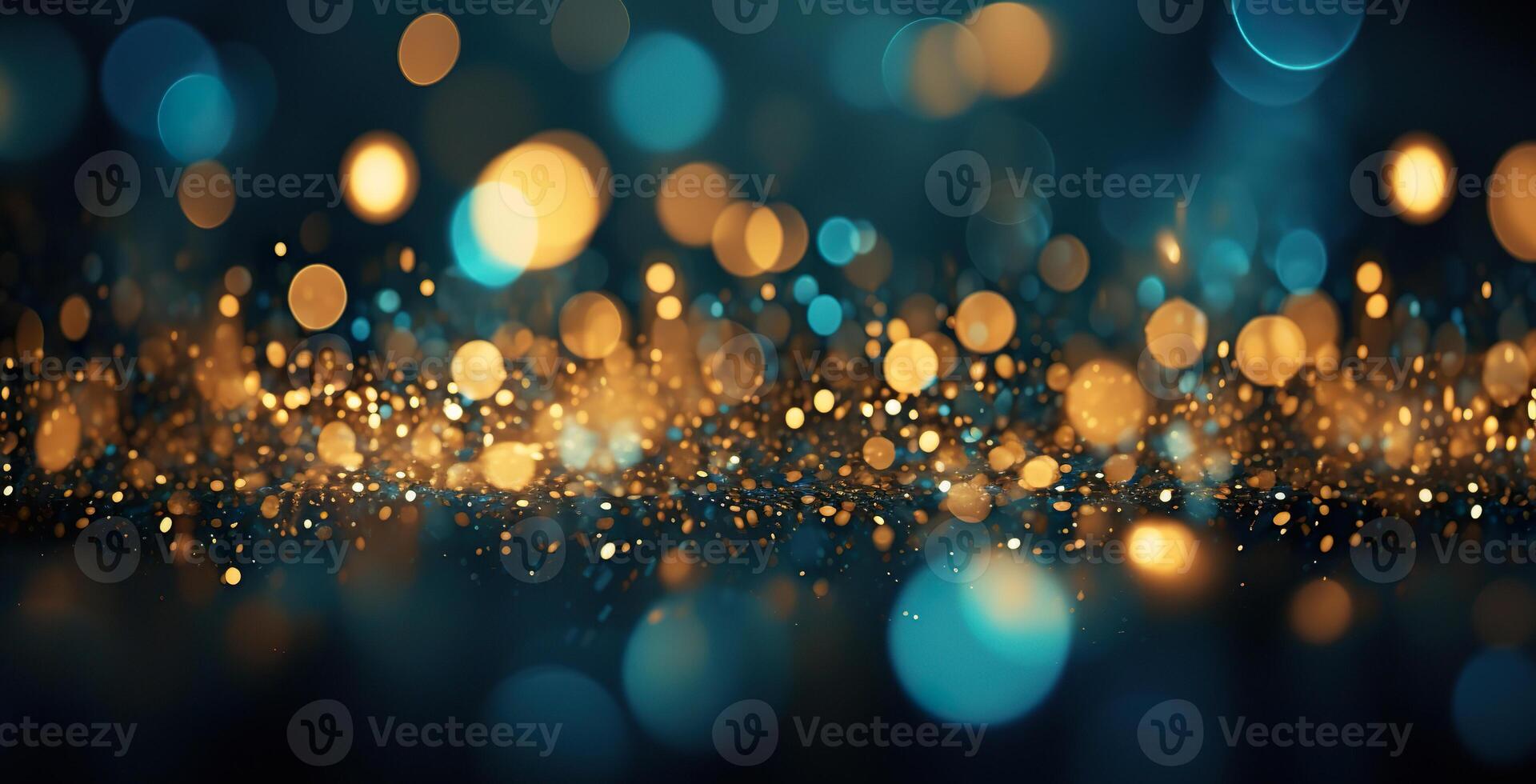 AI generated Luxury orange gold rich glitter sparkle, dark blue bokeh background. Festive glamorous shimmering wallpaper backdrop photo