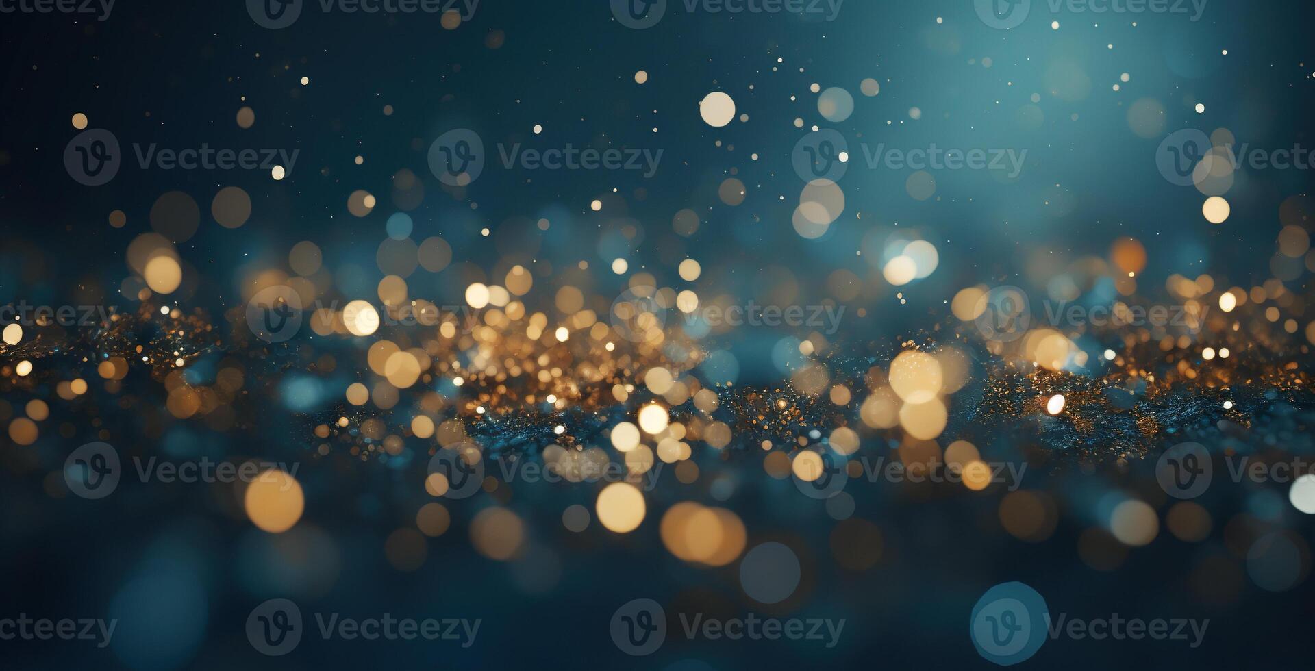 ai generado lujo naranja oro Rico Brillantina brillar, oscuro azul bokeh antecedentes. festivo atractivo reluciente fondo de pantalla fondo foto