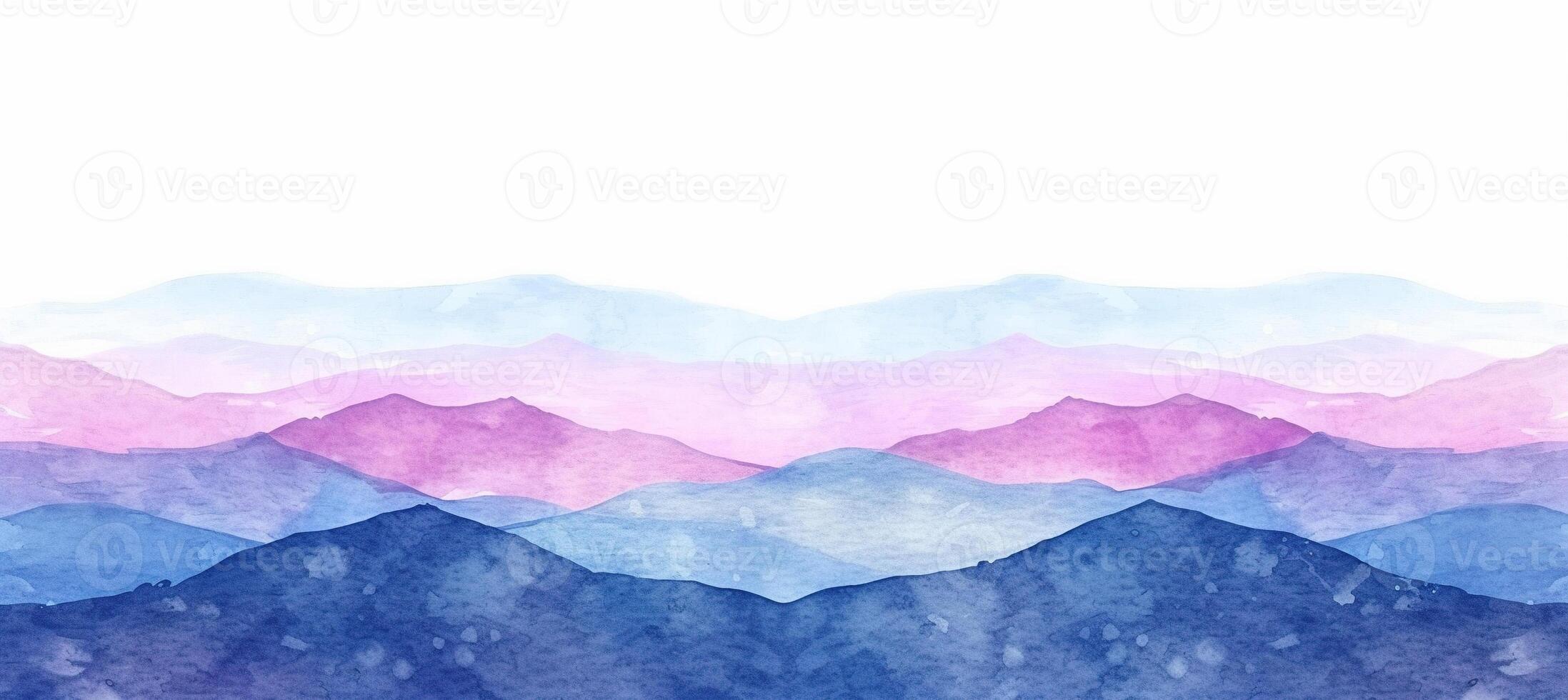 AI generated Abstract blue, purple, pink, and violet watercolor swirls and waves background wallpaper. Expressive artistic texture pattern isolated on white backdrop photo