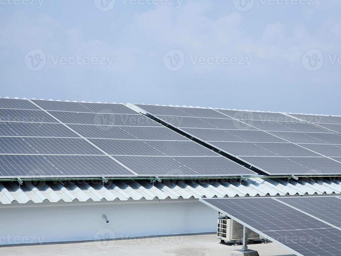 Clean energy from solar panels that has a lot of dust photo