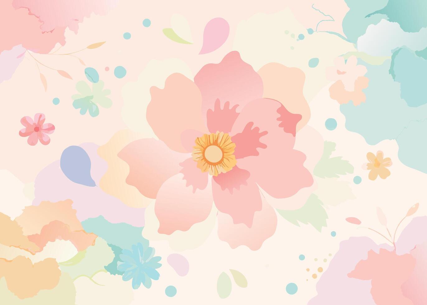 hermosa floral antecedentes con flores y hojas en pastel colores. vector