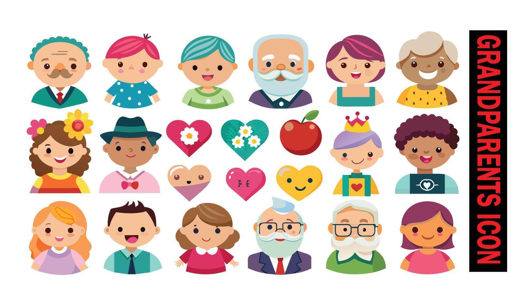 Grandparents Day Flat icon pack vector illustration. set off Grandparents day icon