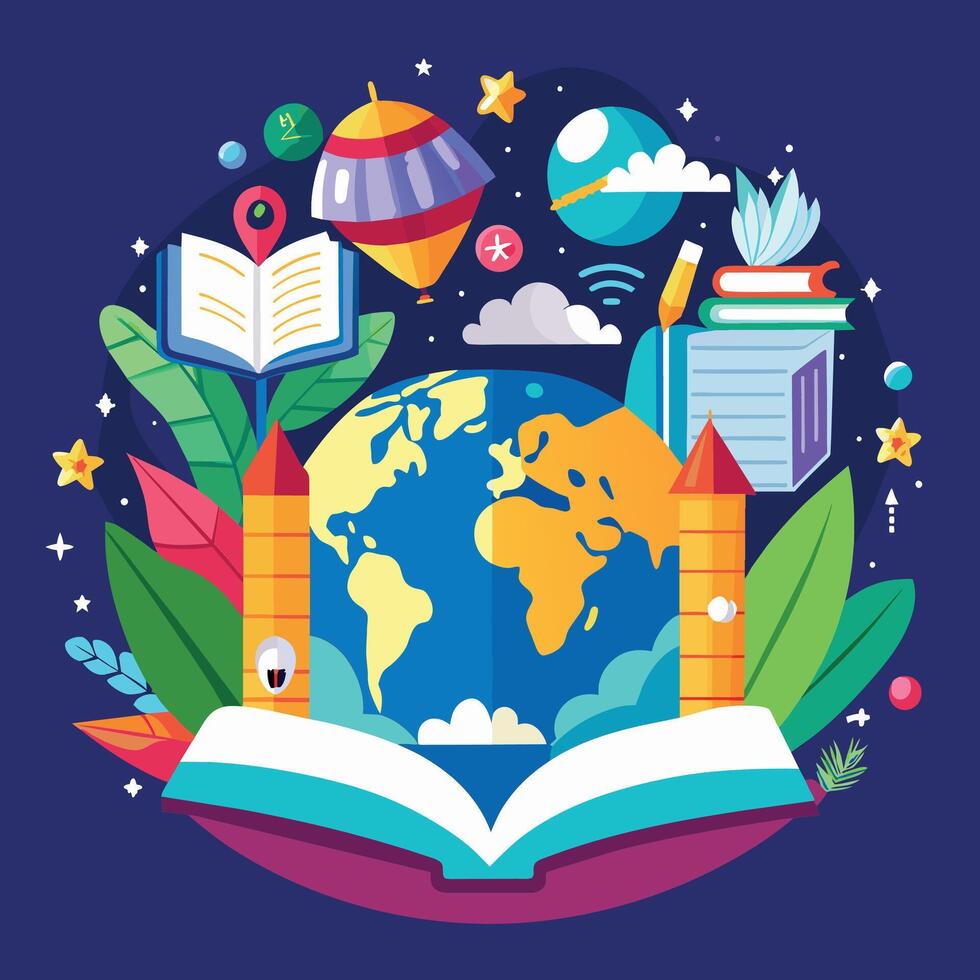 World book day concept. Vector illustration in flat style. World book day