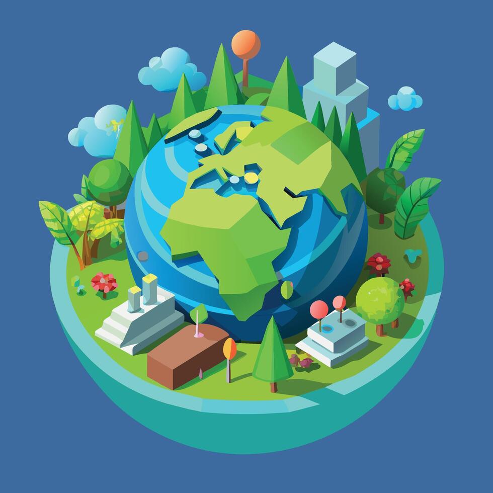 Planet earth in flat style. Earth day concept. Vector illustration.
