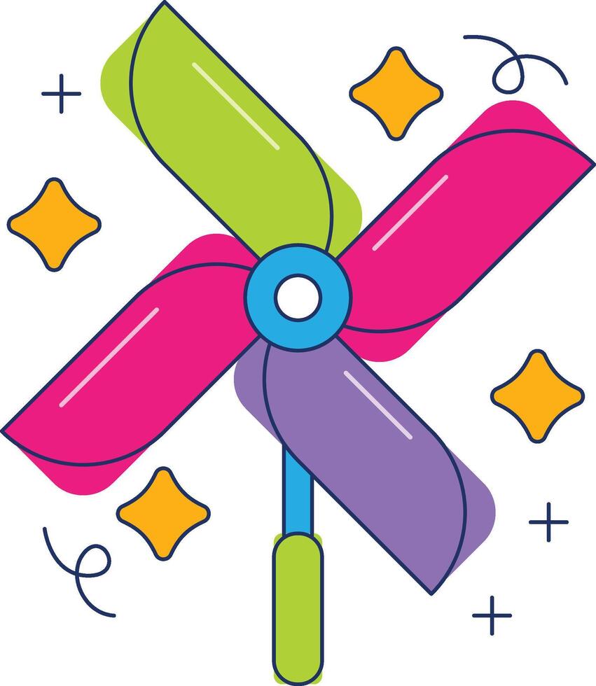 Toy pinwheel icon. Colorful windmill vector
