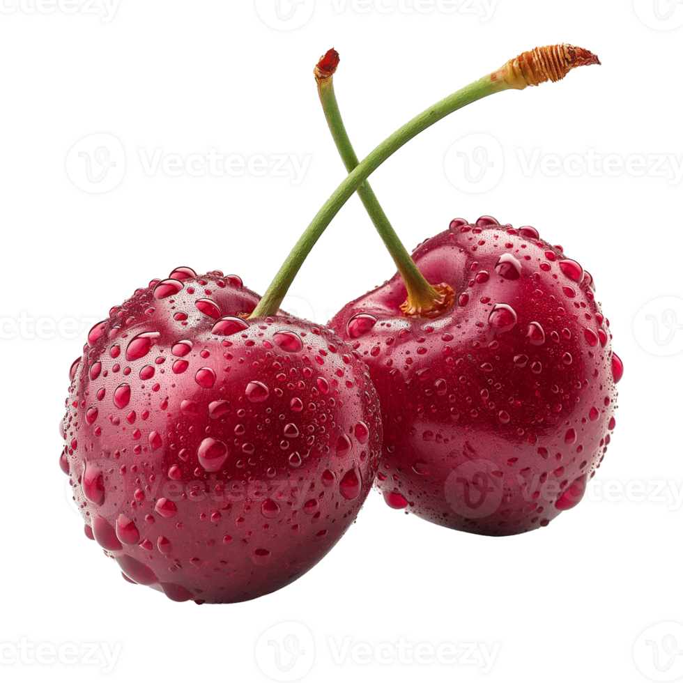 AI generated Fresh red cherries isolated on white background or PNG transparent, AI generated