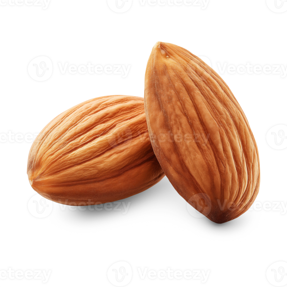 AI generated Almonds healthy snack isolated on a white background, showcasing their natural organic and raw quality, AI generated, PNG transparent with shadow