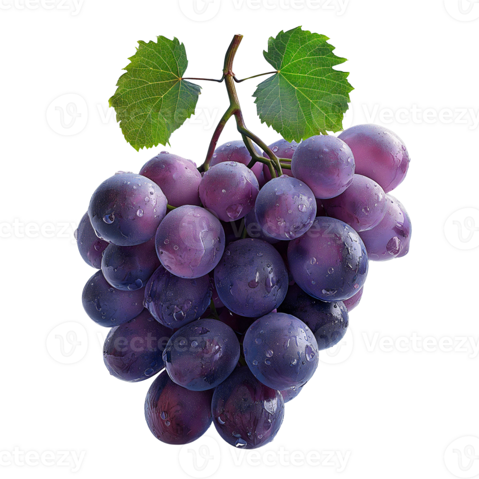 AI generated Ripe grapes bunch isolated on white background, Healthy organic juicy fruit and fresh natural ingredients, AI generated, PNG transparent