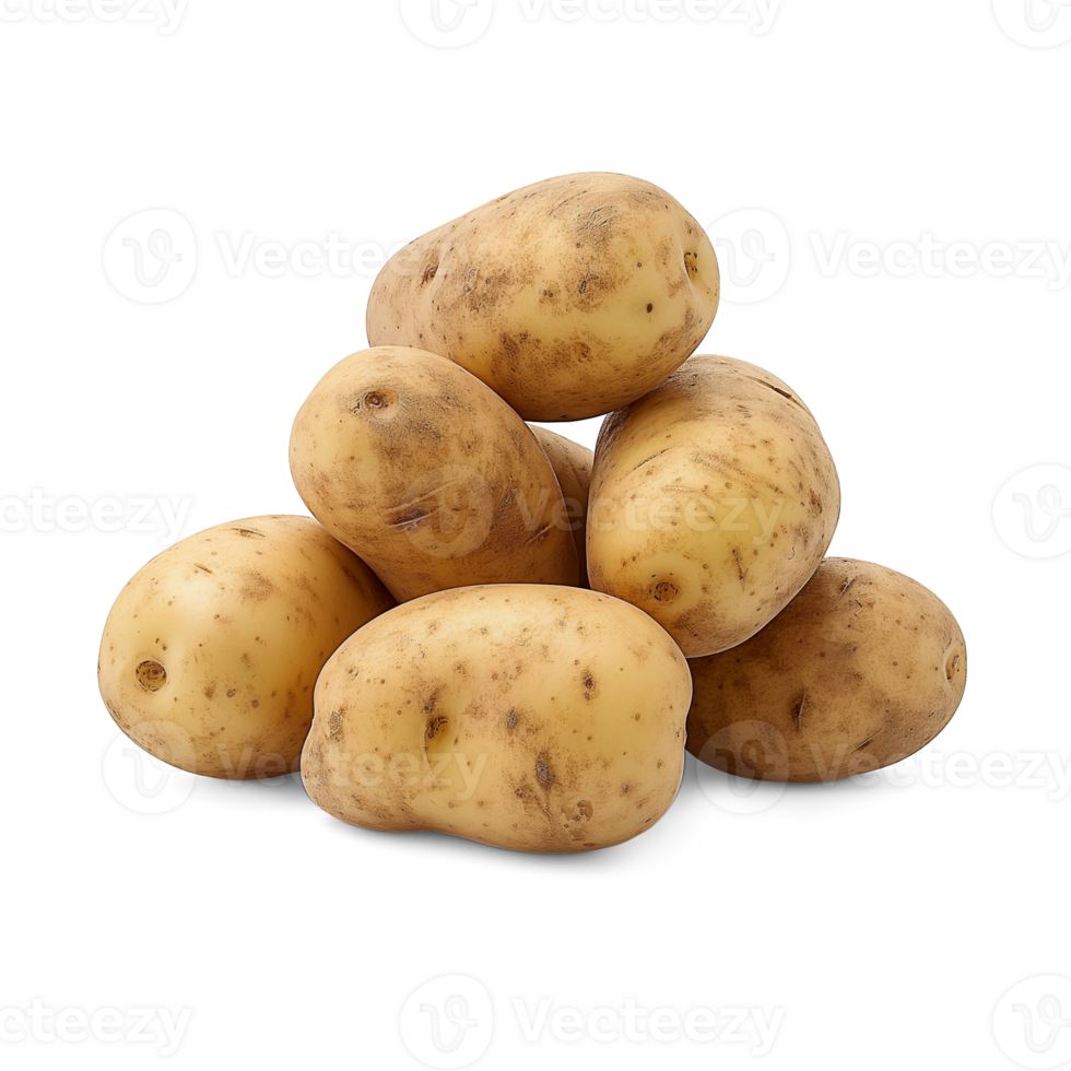 AI generated Fresh organic potatoes isolated on white background, healthy and organic food, AI generated, PNG transparent