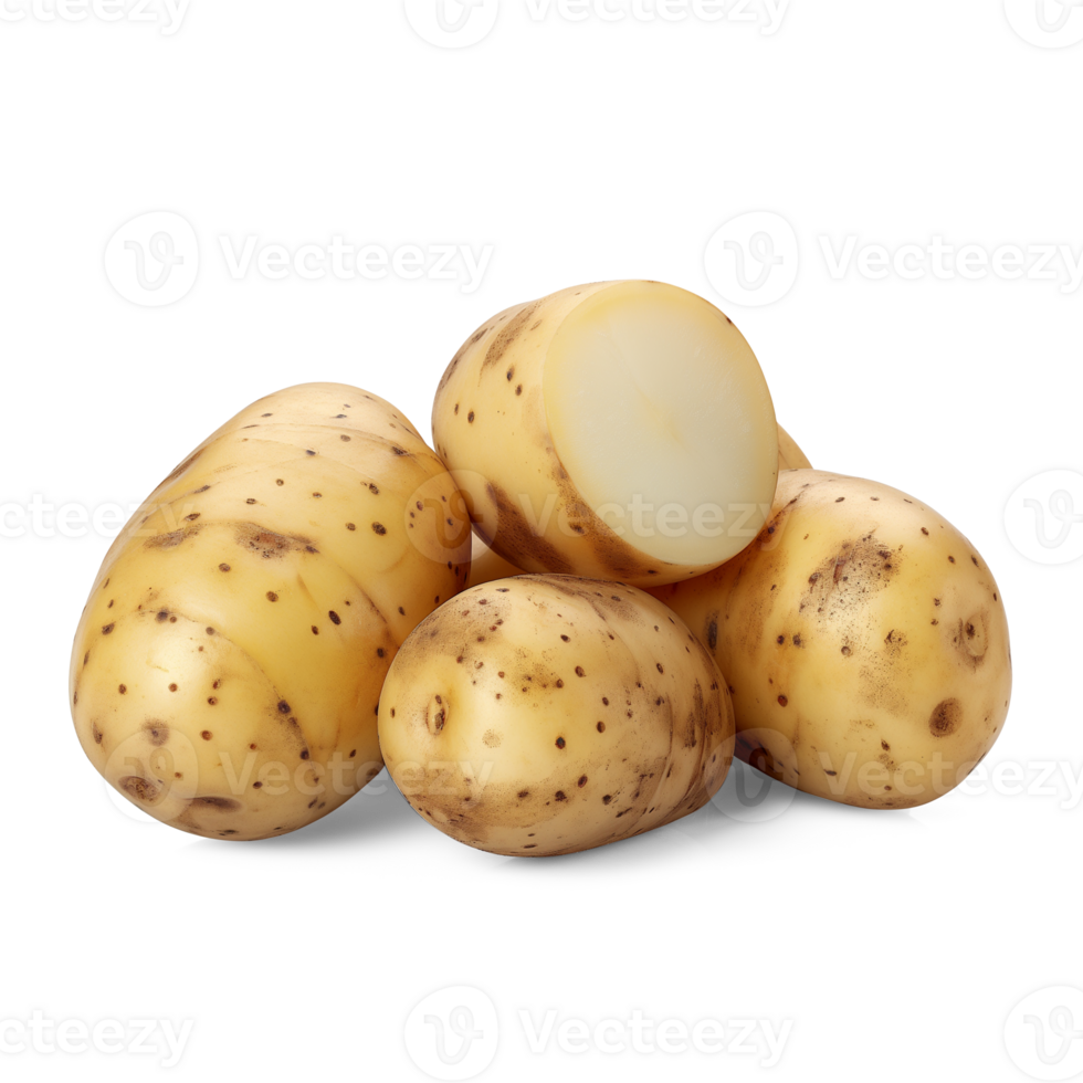 AI generated Fresh organic potatoes with potato slice isolated, healthy and organic food, AI generated, PNG transparent