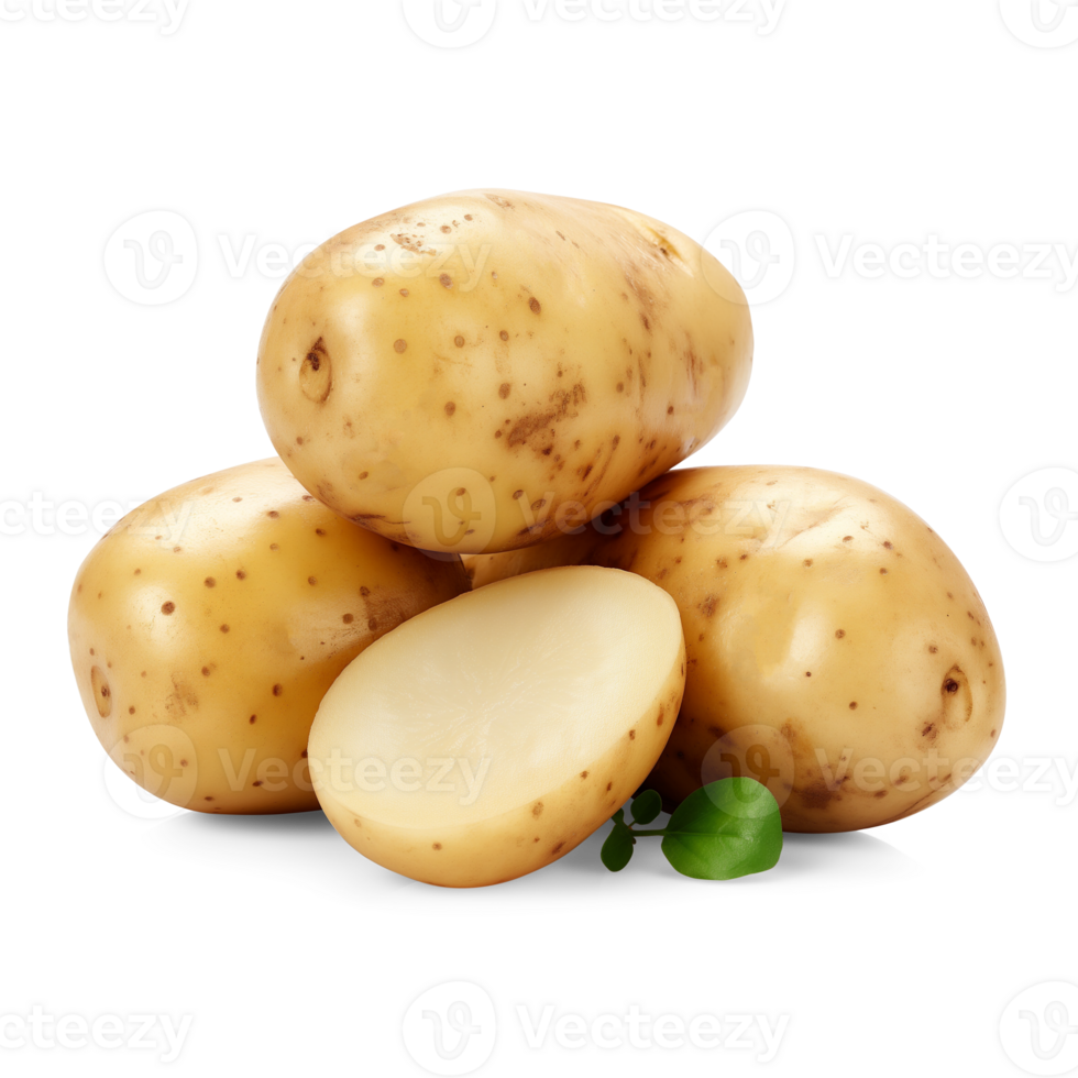 AI generated Potatoes slice isolated on white background, healthy and organic food, AI generated, PNG transparent with shadow