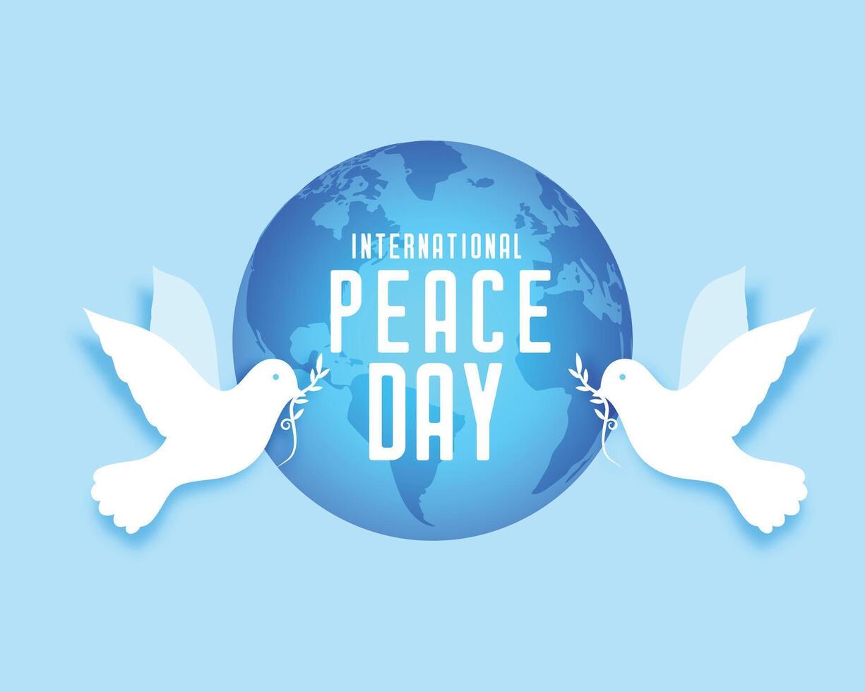 nice peace day banner with dove and globe design vector illustration
