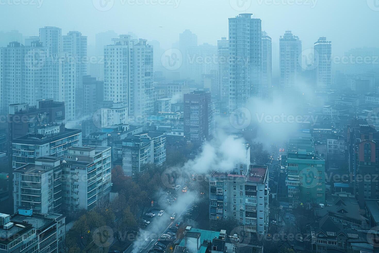 AI generated Air pollution from industries process professional photography photo