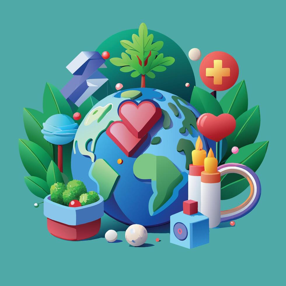 Earth day concept. Vector illustration of earth day concept for web design